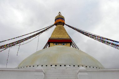 Kathmandu Boudhanath dev muhteşem stupa. Nepal'de, Ağustos 2018 alınan.