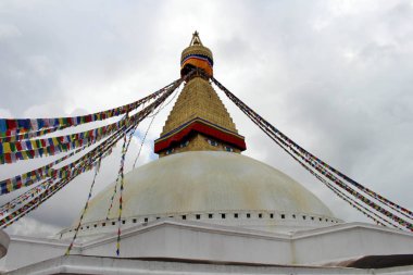 Kathmandu Boudhanath dev muhteşem stupa. Nepal'de, Ağustos 2018 alınan.
