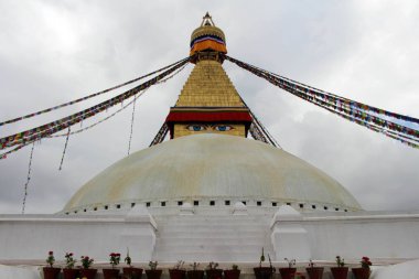 Kathmandu Boudhanath dev muhteşem stupa. Nepal'de, Ağustos 2018 alınan.