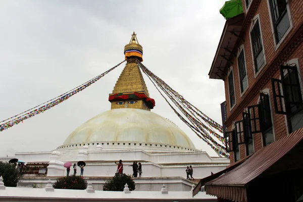 Kathmandu Boudhanath dev muhteşem stupa. Nepal'de, Ağustos 2018 alınan.