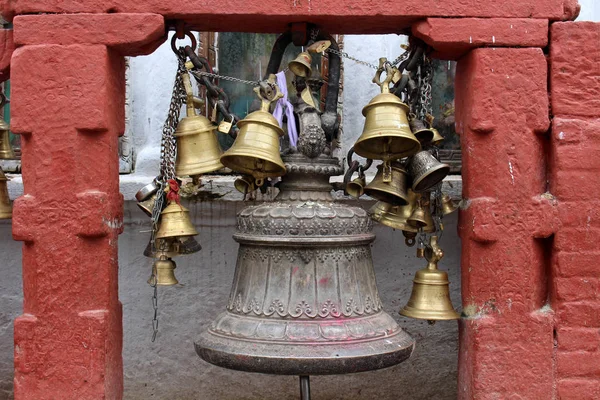 Sinos Torno Complexo Boudhanath Stupa Katmandu Tomado Nepal Agosto 2018 — Fotografia de Stock