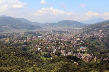 Katmandu Dhulikhel sonra kısa bir yürüyüş görüldüğü gibi Vadi manzarası. Nepal'de, Ağustos 2018 alınan.