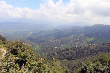 Katmandu Dhulikhel sonra kısa bir yürüyüş görüldüğü gibi Vadi manzarası. Nepal'de, Ağustos 2018 alınan.