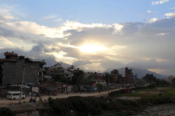 Tembel Öğleden Sonra Kathmandu Şehirde Güzel Gün Batımı Nepal Ağustos — Stok fotoğraf