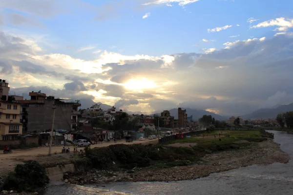 Luie Middag Prachtige Zonsondergang Stad Kathmandu Genomen Nepal Augustus 2018 — Stockfoto