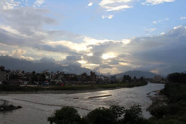 Der Faule Nachmittag Und Der Wunderschöne Sonnenuntergang Kathmandu City Aufgenommen — Stockfoto