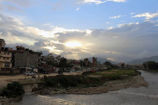 Tembel Öğleden Sonra Kathmandu Şehirde Güzel Gün Batımı Nepal Ağustos — Stok fotoğraf