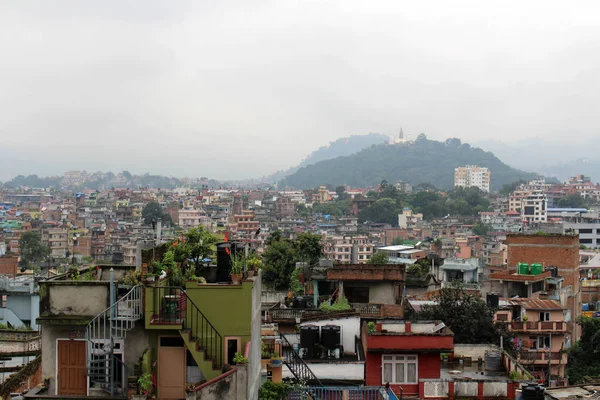 Άποψη Του Στούπα Swayambhunath Από Την Ταράτσα Στο Κατμαντού Κατά — Φωτογραφία Αρχείου