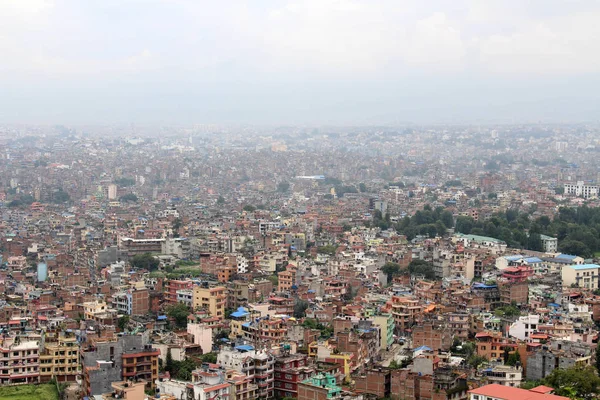 Πόλη Κατμαντού Φαίνεται Από Στούπα Swayambhunath Πάνω Στο Λόφο Λαμβάνονται — Φωτογραφία Αρχείου