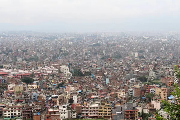 Πόλη Κατμαντού Φαίνεται Από Στούπα Swayambhunath Πάνω Στο Λόφο Λαμβάνονται — Φωτογραφία Αρχείου