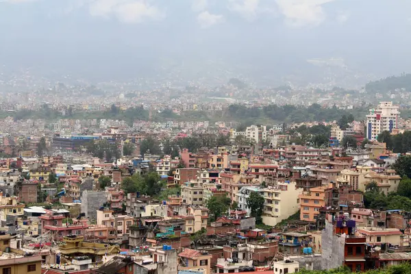 Πόλη Κατμαντού Φαίνεται Από Στούπα Swayambhunath Πάνω Στο Λόφο Λαμβάνονται — Φωτογραφία Αρχείου