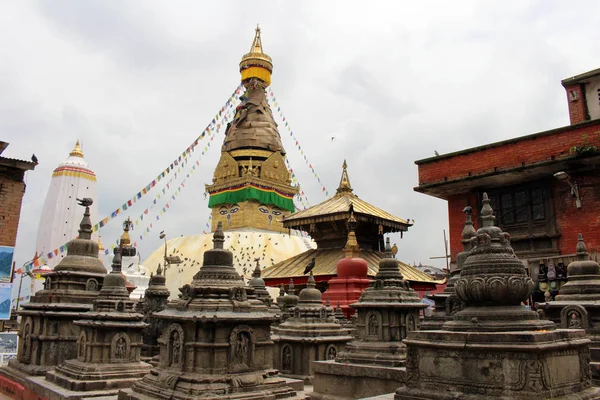 Traduction Autour Swayambhunath Stupa Ses Yeux Temple Des Singes Katmandou — Photo