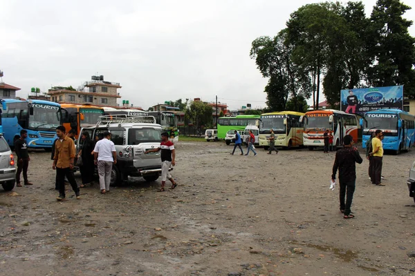 Çeviri Kathmandu Için Pokhara Otobüs Terminali Gelen Yol Oluyor Nepal — Stok fotoğraf