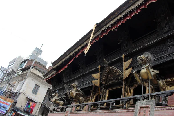 Traduzione Architettura Intorno Indra Chowk Bazaar Kathmandu Preso Nepal Agosto — Foto Stock