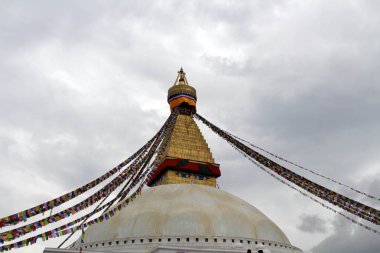 Kathmandu Boudhanath dev muhteşem stupa. Nepal'de, Ağustos 2018 alınan.