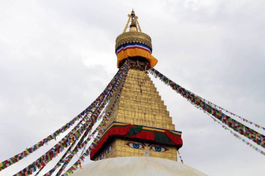 Kathmandu Boudhanath dev muhteşem stupa. Nepal'de, Ağustos 2018 alınan.