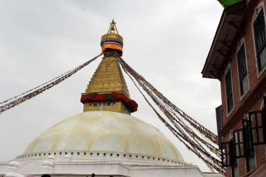 Kathmandu Boudhanath dev muhteşem stupa. Nepal'de, Ağustos 2018 alınan.
