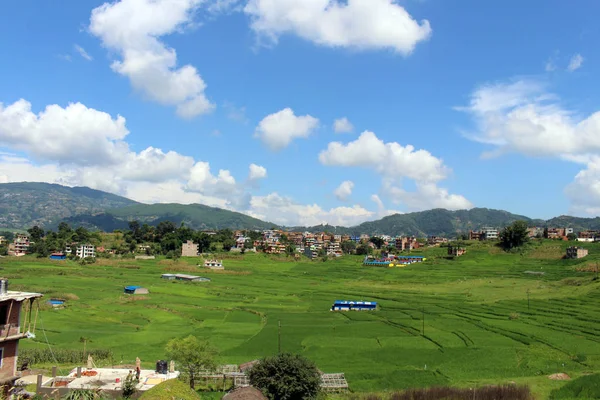 Ricefield Γύρω Από Την Εθνική Οδό Μεταξύ Dhulikhel Και Κατμαντού — Φωτογραφία Αρχείου