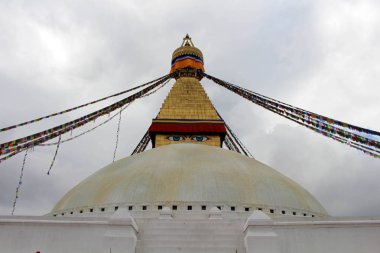 Kathmandu Boudhanath dev muhteşem stupa. Nepal'de, Ağustos 2018 alınan.