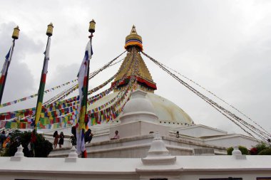 Kathmandu Boudhanath dev muhteşem stupa. Nepal'de, Ağustos 2018 alınan.