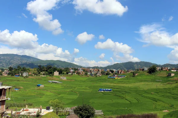 Ricefield Rond Snelweg Tussen Dhulikhel Kathmandu Genomen Nepal Augustus 2018 — Stockfoto