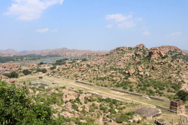 Muhteşem, güzel, çarpıcı görünümü ve Hampi Harabeleri (resul Tapınağı) Matanga Hill. Hindistan, Ağustos 2018 alınan.