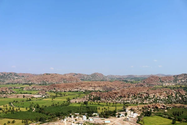 Paisaje Hampi Visto Desde Montaña Anjana Templo Hanuman Anegundi Tomado — Foto de Stock