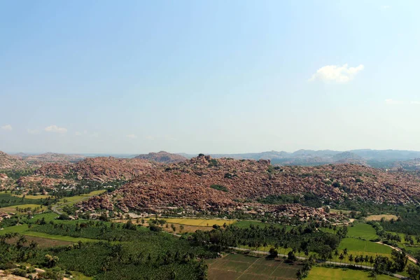 Paisaje Hampi Visto Desde Montaña Anjana Templo Hanuman Anegundi Tomado — Foto de Stock