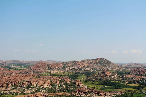 Paisaje Hampi Visto Desde Montaña Anjana Templo Hanuman Anegundi Tomado — Foto de Stock