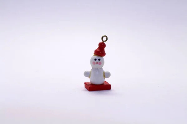 La muñeca muñeco de nieve de Navidad en miniatura como decoración — Foto de Stock