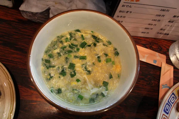 Japanese hodgepodge hotchpotch with rice and egg served at tradi — Stock Photo, Image