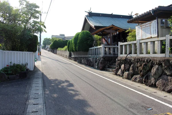 Calle Japonesa Templo Junto Carretera Alrededor Zona Residencial Beppu Japón — Foto de Stock