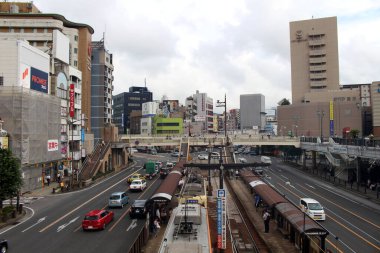Japonya 'daki Nagasaki istasyonunun önündeki toplu taşıma sistemi. Ağustos 2019 'da çekildi..