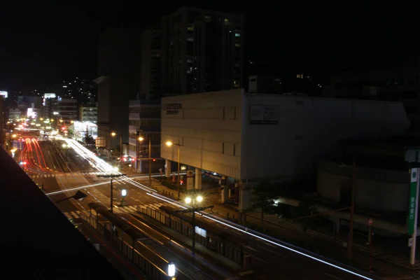 Light Trail Ohato Main Street Nagasaki Taken August 2019 — Stock Photo, Image