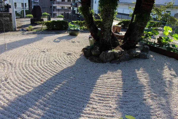 Jardín Roca Arena Zen Templo Japonés Nagasaki Tomado Agosto 2019 — Foto de Stock