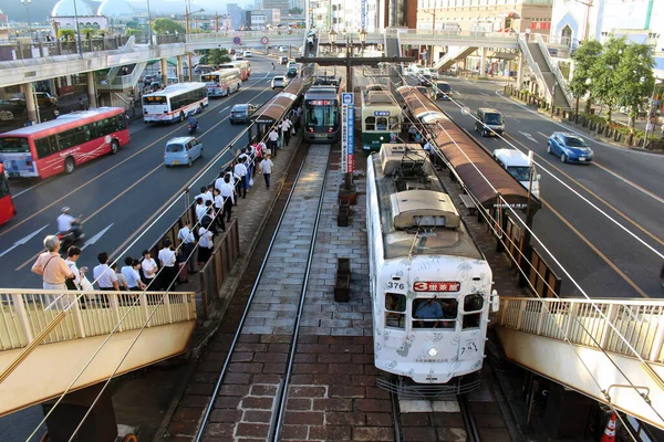 Sieć Tramwajowa Nagasaki Japonia Zrobione Sierpniu 2019 — Zdjęcie stockowe