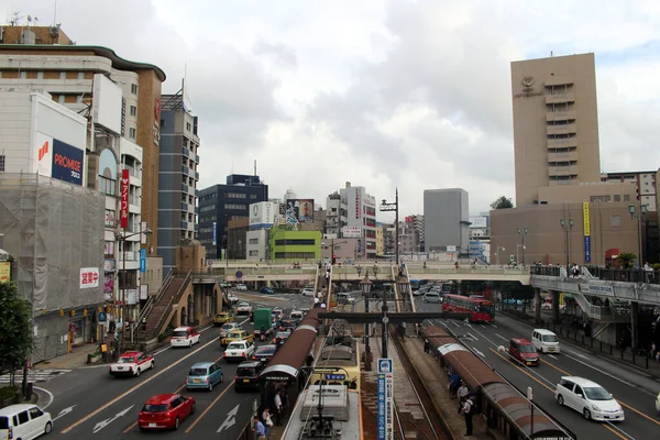 長崎駅前の公共交通機関 2019年8月撮影 — ストック写真