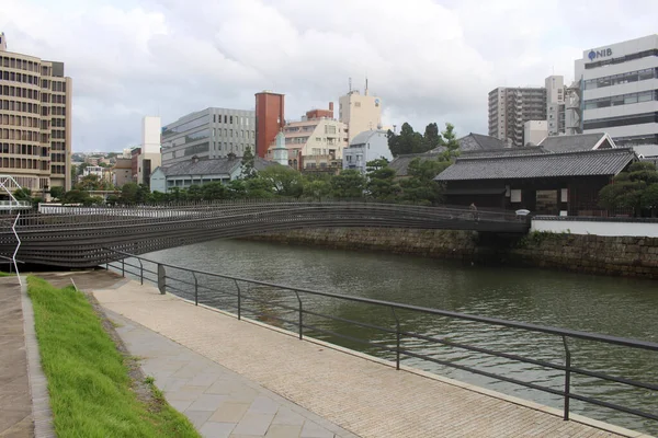 Puente Que Conecta Dejima Del Período Edo Nagasaki Por Río — Foto de Stock