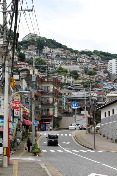 Ulica Dokoła Pagórkowaty Nagasaki Japonii Zrobione Sierpniu 2019 — Zdjęcie stockowe
