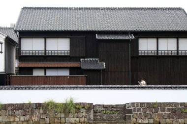 Nagasaki 'deki Edo Dönemi' nde Dejima duvarının etrafındaki turist haritaları. Ağustos 2019 'da çekildi..