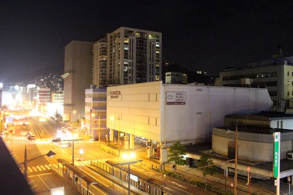 Trilha Luz Ohato Uma Rua Principal Nagasaki Tomado Agosto 2019 — Fotografia de Stock