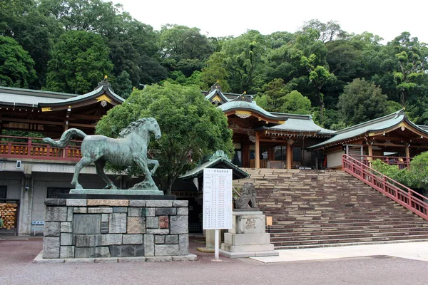 Statua Del Cavallo Del Santuario Suwa Nagasaki — Foto Stock
