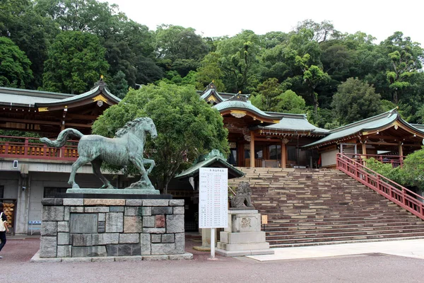 Estátua Cavalo Santuário Suwa Nagasaki — Fotografia de Stock