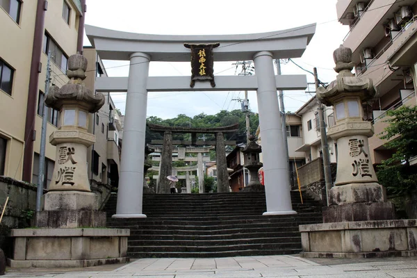 Вход Ворота Святилища Сува Нагасаки Главной Улицы Взято Августе 2019 — стоковое фото