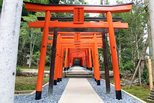 Línea Puertas Naranjas Torii Inari Jinja Del Santuario Suwa Nagasaki — Foto de Stock