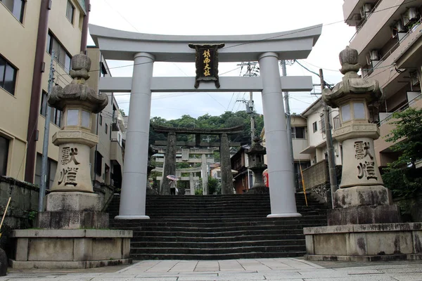 Entrando Portão Entrada Santuário Suwa Nagasaki Rua Principal Tomado Agosto — Fotografia de Stock