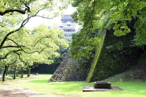 Verdes Ruinas Alrededor Del Castillo Kumamoto Después Del Terremoto Tomado —  Fotos de Stock