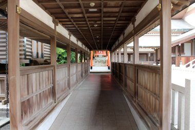 Kagoshima 'daki Terukuni Jinja Tapınağı' nın mimarisi. Ağustos 2019 'da çekildi..