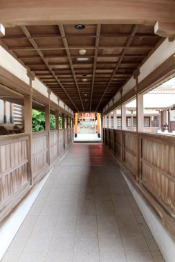 Kagoshima 'daki Terukuni Jinja Tapınağı' nın mimarisi. Ağustos 2019 'da çekildi..