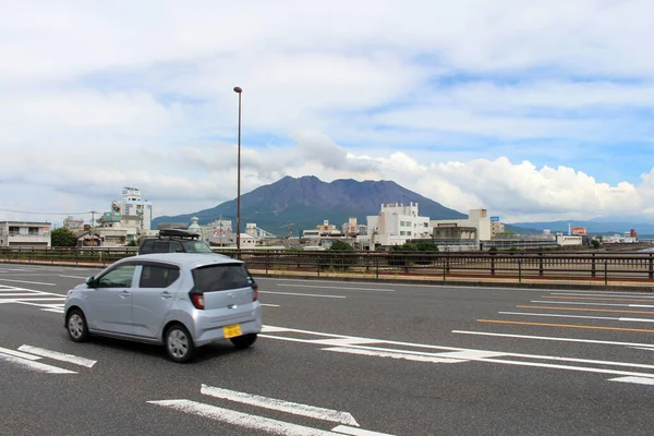 鹿児島の桜島 通りからの眺め 2019年8月撮影 — ストック写真